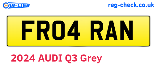 FR04RAN are the vehicle registration plates.