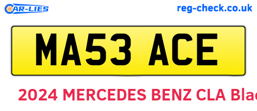 MA53ACE are the vehicle registration plates.