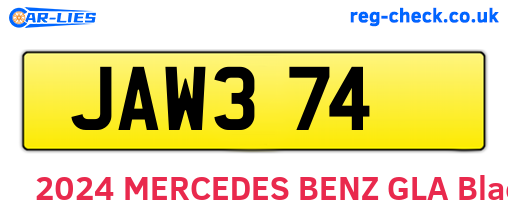 JAW374 are the vehicle registration plates.
