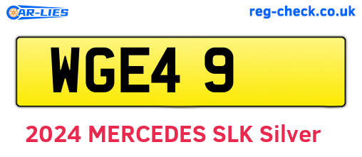 WGE49 are the vehicle registration plates.