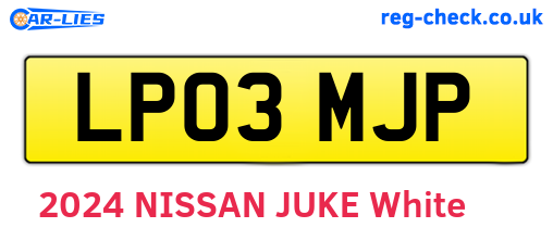 LP03MJP are the vehicle registration plates.