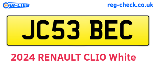 JC53BEC are the vehicle registration plates.