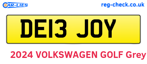 DE13JOY are the vehicle registration plates.