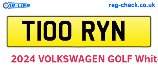 T100RYN are the vehicle registration plates.