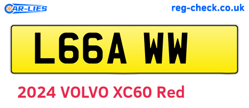 L66AWW are the vehicle registration plates.