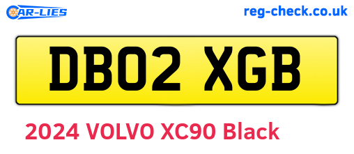 DB02XGB are the vehicle registration plates.